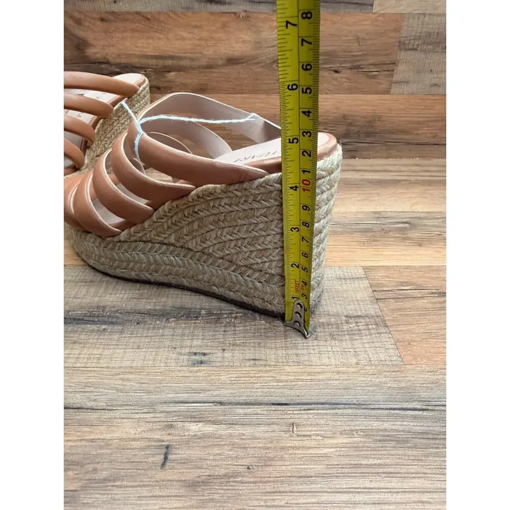 Stuart Weitzman size 10 Lilyana platform beige Leather Wedge Sandal Shoe Women's